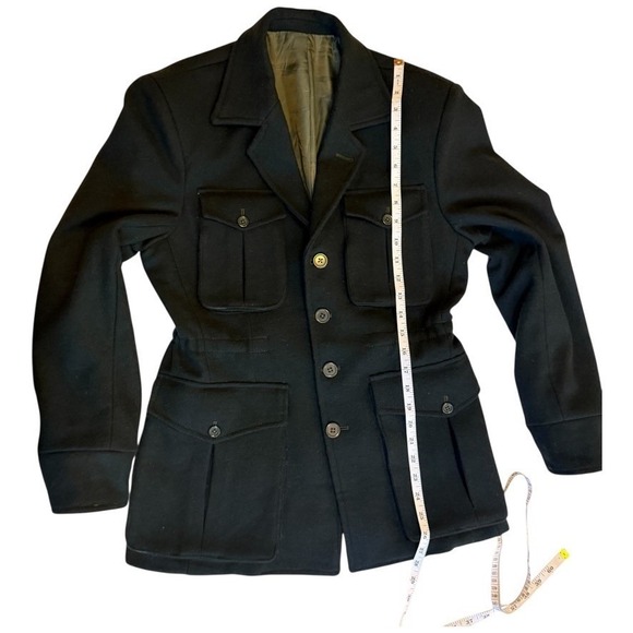 HERITAGE Wool Military or Safari Jacket Cinched Waist Tailored Utility Blazer - Picture 11 of 11